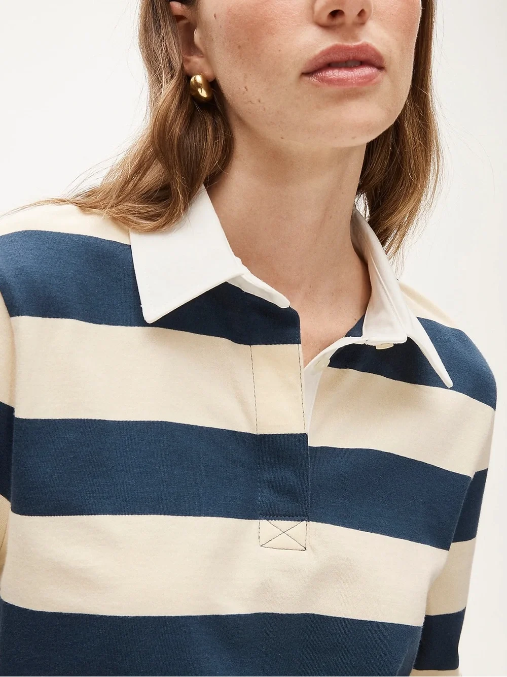 J.CREW Boyfriend Jersey Rugby Shirt in Stripe, Size XS